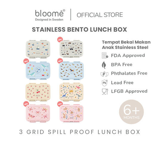 BLOOME Stainless Bento Lunch Box -Kotak Makan Anak Sekat Anti Tumpah Premium