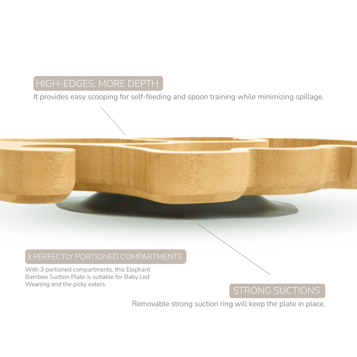 Elephant Bamboo Suction Plate