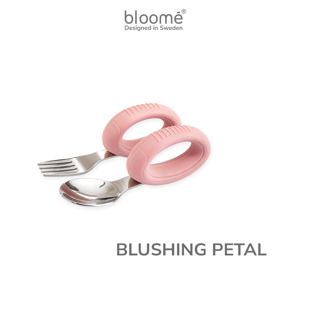 BLOOME Loop Training Utensils - Stage 2 2 Piece Cutlery Set for Baby Free Case | Sendok Garpu Bayi Anak BLW Gratis Kotak Premium MPASI