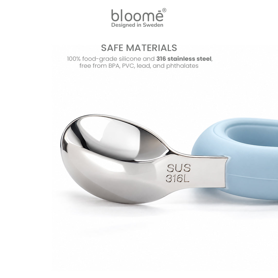 BLOOME Loop Training Utensils - Stage 2 2 Piece Cutlery Set for Baby Free Case | Sendok Garpu Bayi Anak BLW Gratis Kotak Premium MPASI