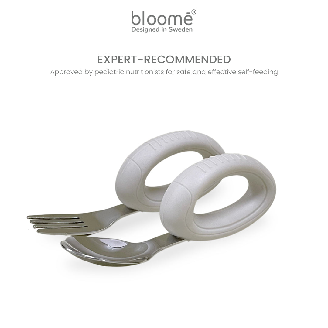BLOOME Loop Training Utensils - Stage 2 2 Piece Cutlery Set for Baby Free Case | Sendok Garpu Bayi Anak BLW Gratis Kotak Premium MPASI