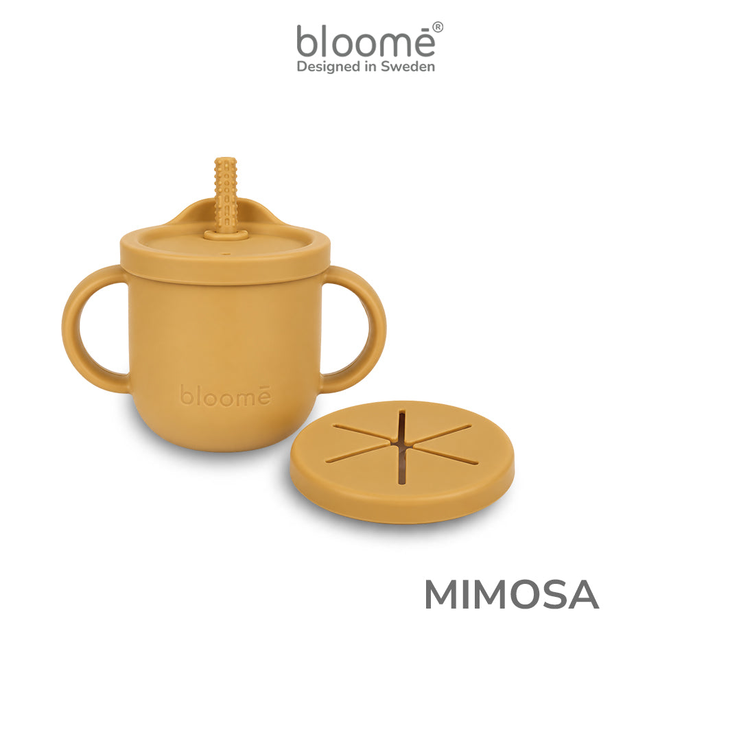 BLOOME – 4-in-1 Silicone Cup For Baby Toddler And Kids | Gelas Silikon Bayi Sedotan Snack Sippy Straw Cup Multifungsi Premium