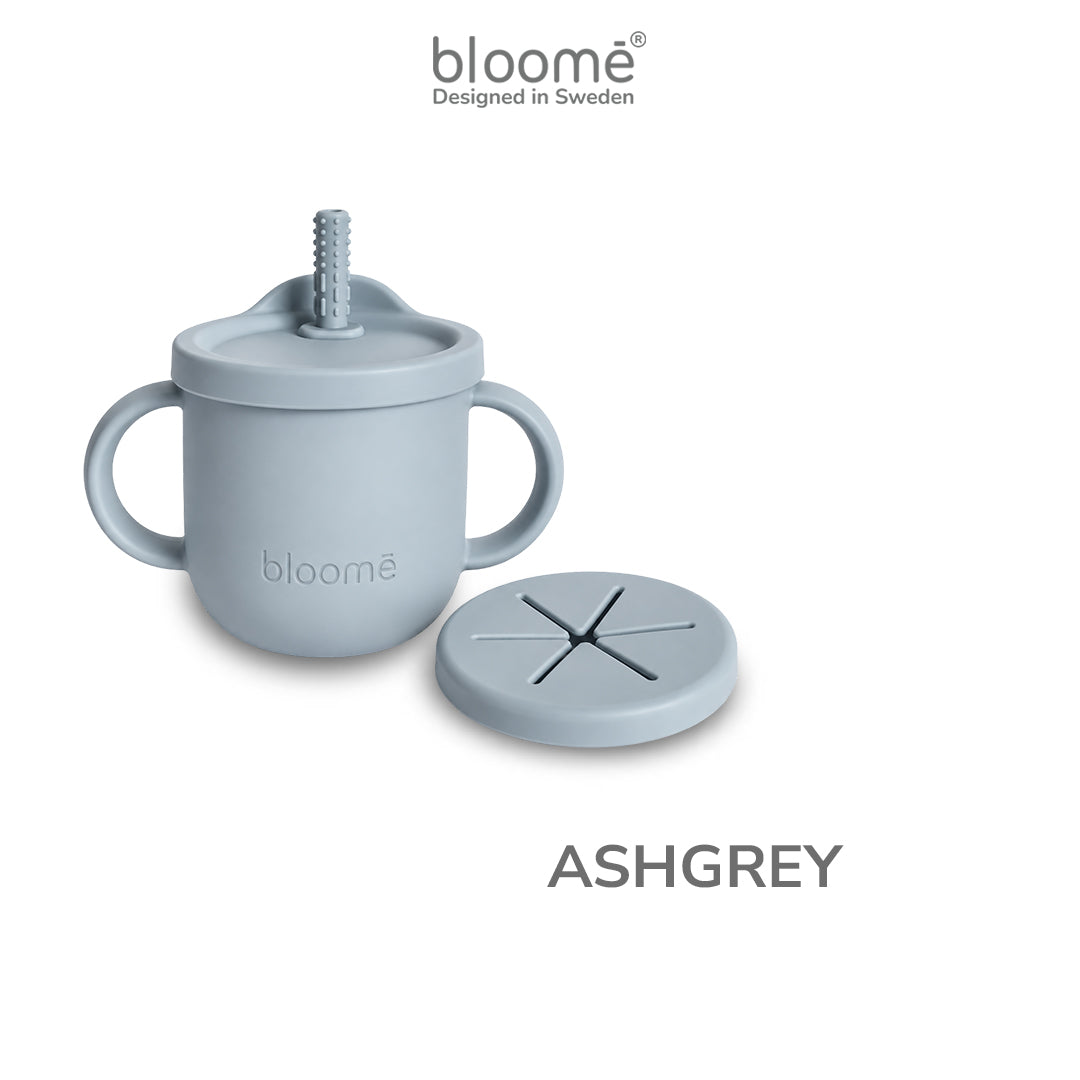 BLOOME – 4-in-1 Silicone Cup For Baby Toddler And Kids | Gelas Silikon Bayi Sedotan Snack Sippy Straw Cup Multifungsi Premium