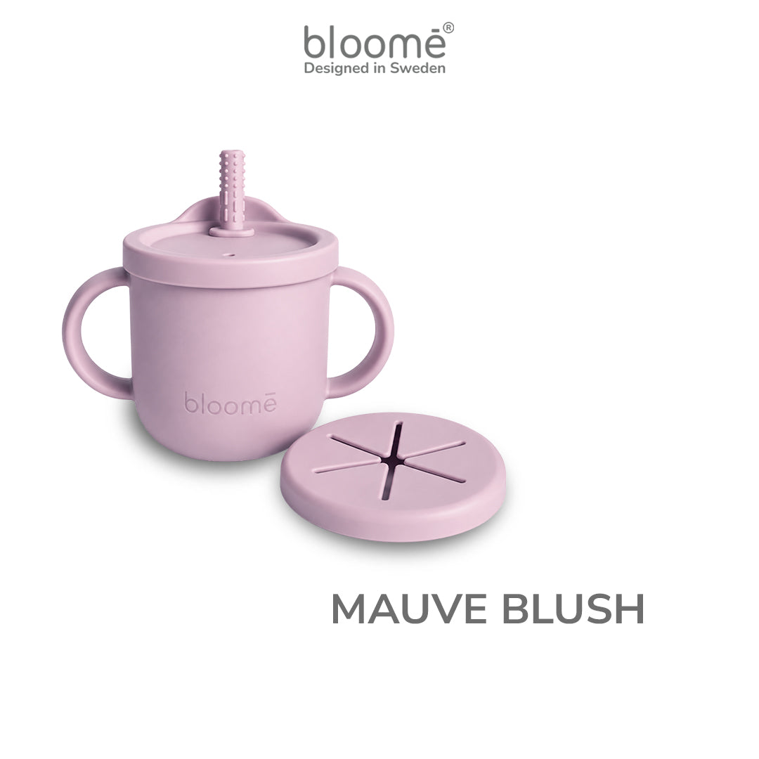 BLOOME – 4-in-1 Silicone Cup For Baby Toddler And Kids | Gelas Silikon Bayi Sedotan Snack Sippy Straw Cup Multifungsi Premium