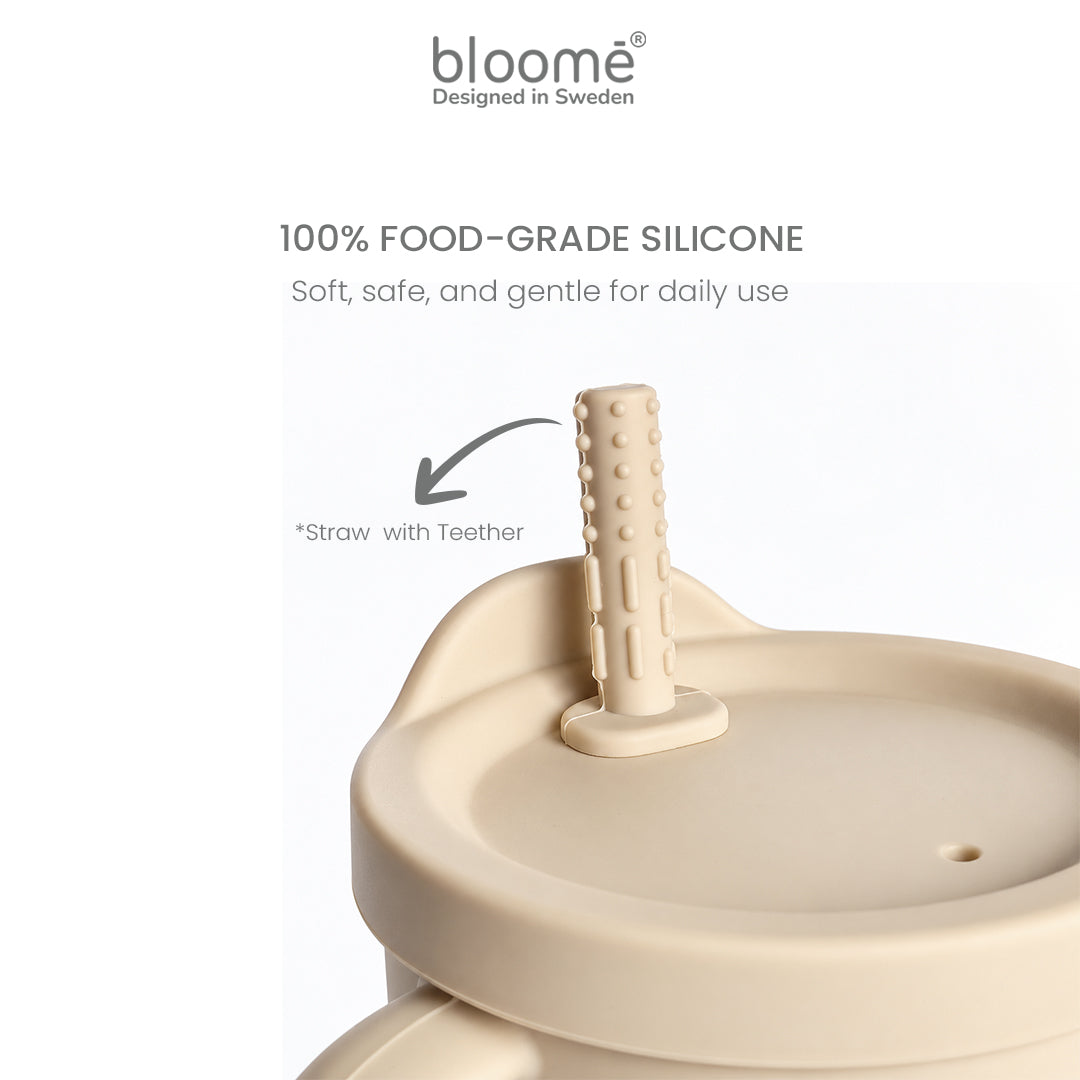 BLOOME – 4-in-1 Silicone Cup For Baby Toddler And Kids | Gelas Silikon Bayi Sedotan Snack Sippy Straw Cup Multifungsi Premium