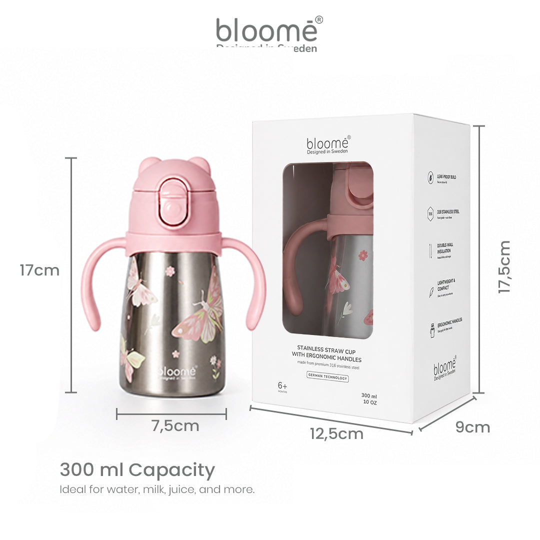 BLOOME - Stainless Training Straw Cup Long Strap/Ergonomic Handle