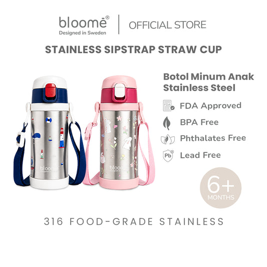 Bloome Stainless SipStrap™ Straw Cup – Botol Minum Anak 350ml