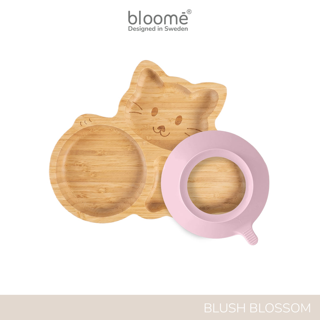 BLOOME X SYLVIE CENDANA Kitty Bamboo Suction Plate Set - Mess-Free Feeding Solution