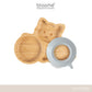 BLOOME X SYLVIE CENDANA Kitty Bamboo Suction Plate Set - Mess-Free Feeding Solution