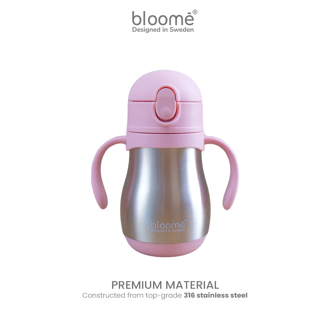BLOOME – Stainless Training Straw Cup Baby | Premium 304 Thermos Insulated Botol Minum Anak Bayi Sedotan Weighted Gravity Ball